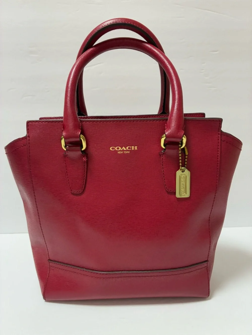 Vintage Coach Mini Tanner Scarlet Red Leather Satchel Crossbody w/Strap EUC